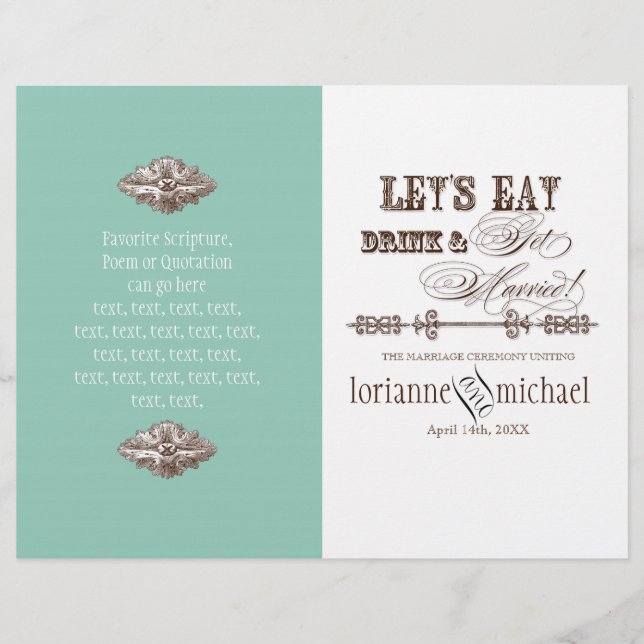 Eat, Drink n Get Married, Formal Wedding Program (Front)