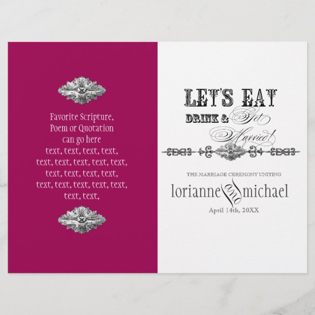 Eat, Drink n Get Married, Formal Wedding Program (Front)