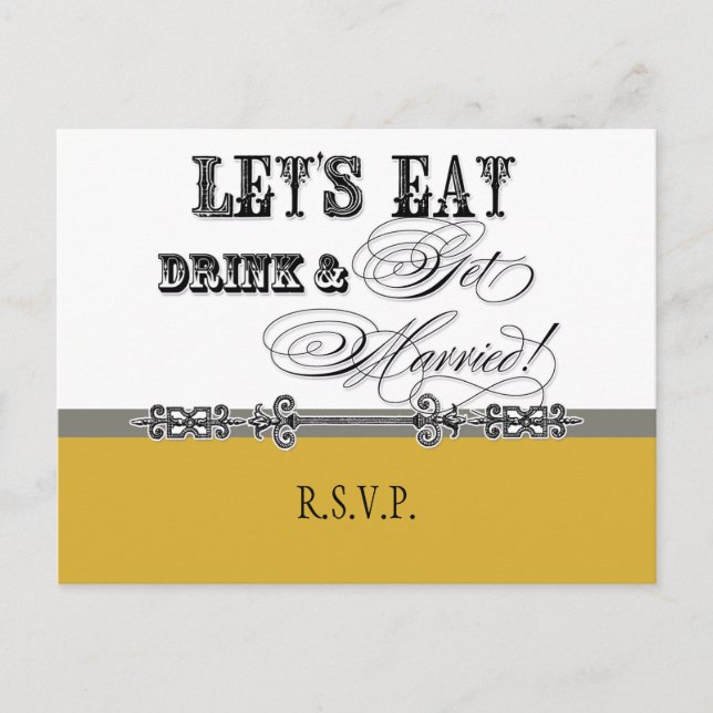 Eat, Drink n Get Married, RSVP Response Postcard (Front)