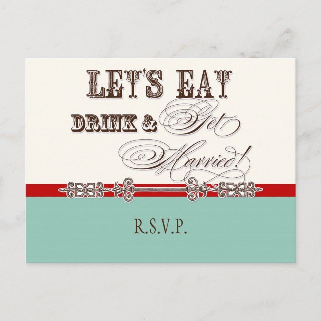 Eat, Drink n Get Married, RSVP Response Postcard (Front)