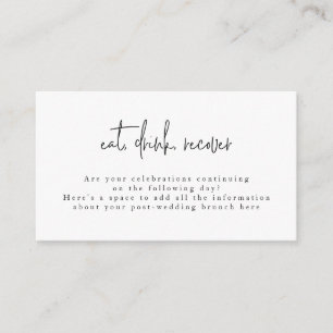 Eat Drink Recover Black White Post Wedding Brunch Enclosure Card