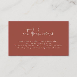 Eat Drink Recover Terracotta Post Wedding Brunch E Enclosure Card
