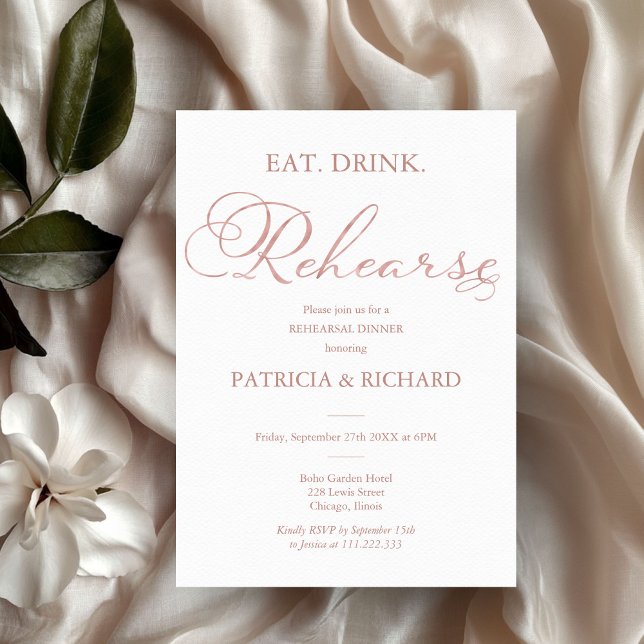 Eat Drink Rehearse Wedding Rehearsal Dinner Invitation (Creator Uploaded)