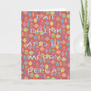 Eat drink repeat white tree decorations holiday card