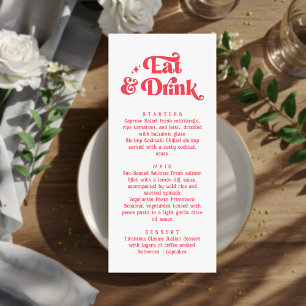 Eat & Drink Retro Red and White Wedding Menu