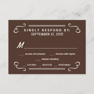 Eat Drink & RSVP Chocolate Brown Wedding Reply Card