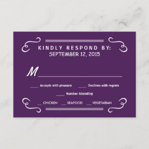Eat Drink & RSVP Eggplant Purple Wedding Reply Card