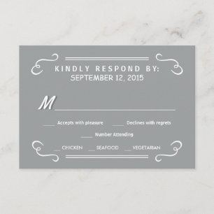 Eat Drink & RSVP Silver Grey Rustic Wedding Reply Card