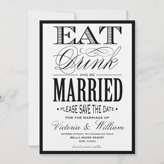 EAT,DRINK | SAVE THE DATE ANNOUNCEMENT (Front)