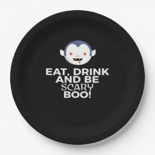 Eat Drink Scary Boo Halloween Design Creative Casu Paper Plate