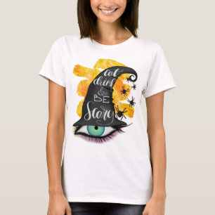 Eat Drink Scary Witches Hat Watercolor Orange T-Shirt