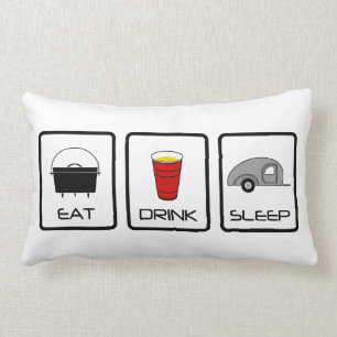 "Eat, Drink, Sleep" Teardrop Camping Lumbar Cushion