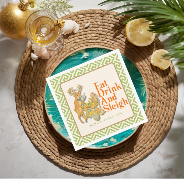 Eat Drink Sleigh Tropical Christmas Paper Plate Napkin (Eat Drink Sleigh Tropical Christmas Paper Plate Napkins)