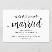 Eat, drink, soon married, Engagement Party invites