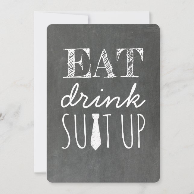 Eat Drink Suit Up Funny Groomsman Invitation (Front)
