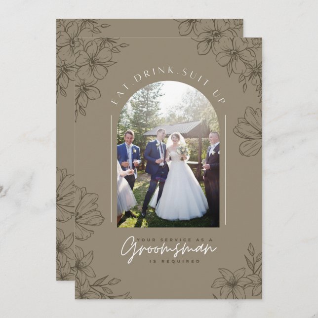 Eat Drink Suit up - Groomsman Service Is Required  Invitation (Front/Back)