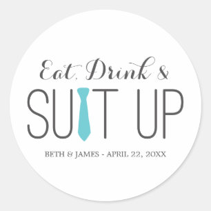 Eat Drink & Suit Up Groomsmen Stickers