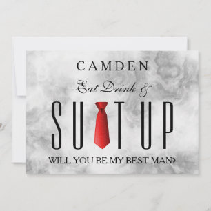 Eat Drink & Suitup Red Will you be my Bestman Invitation