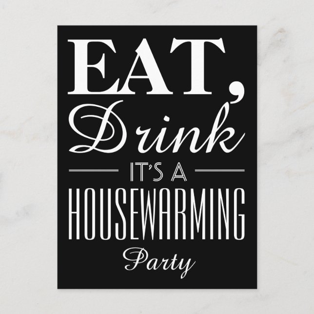 Eat Drink, Vintage Poster, Housewarming Invite (Front)