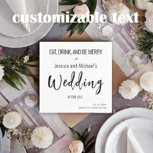 💍 Eat, drink... Wedding Minimalist Elegant Napkin