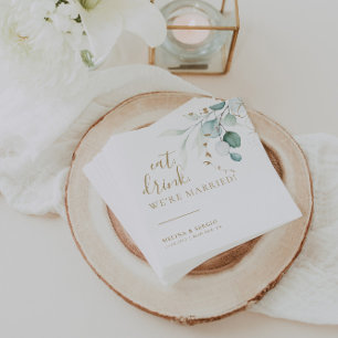Eat Drink We're Married Gold Wedding  Napkin