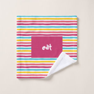 "eat" Fun Funny Colourful Striped Candy Wash Cloth