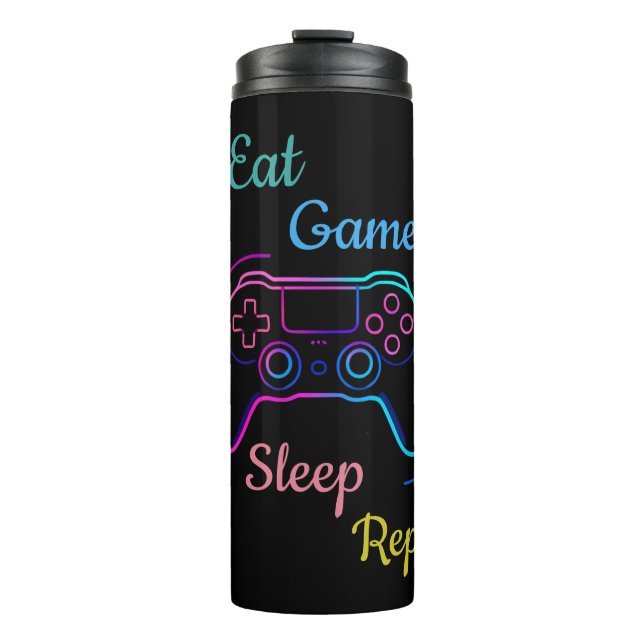 Eat Game Sleep Repeat | Neon Gamer Customisable   Thermal Tumbler (Front)