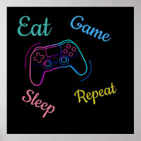 Eat Game Sleep Repeat | Neon Gamer Customizable Ty