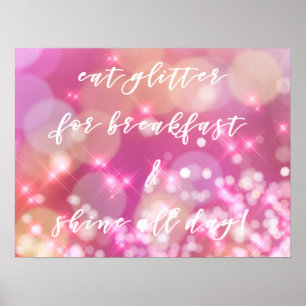 Eat glitter   Glamourous Pink Sparkles Postcard Poster