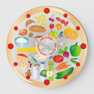 Eat Healthy Colourful Food Groups Kitchen  Large C Large Clock