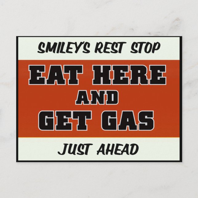 Eat here and Get Gas Postcard (Front)