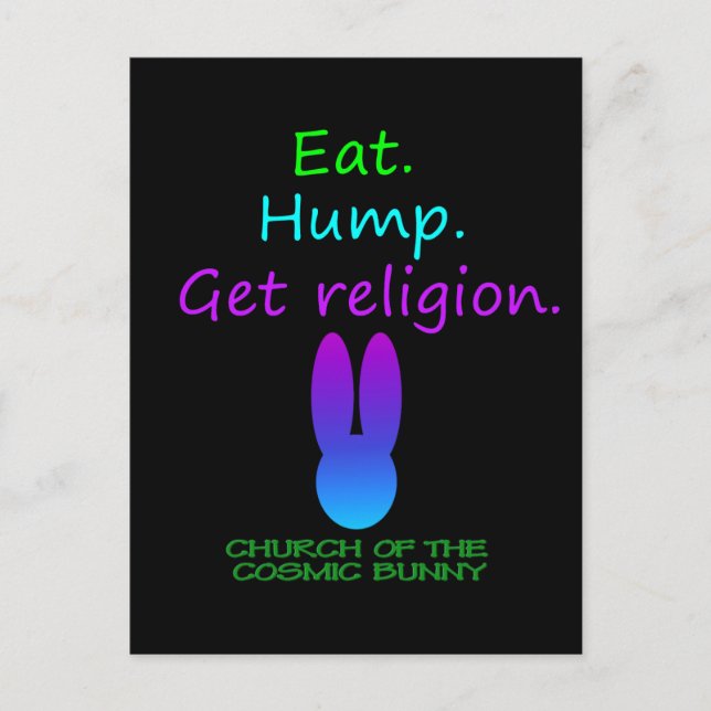 Eat Hump Religion Cosmic Bunny Postcard (Front)