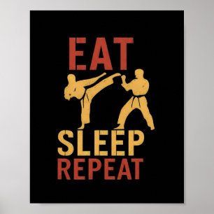 Eat Karate Stamp Block Martial Arts Humour Design Poster