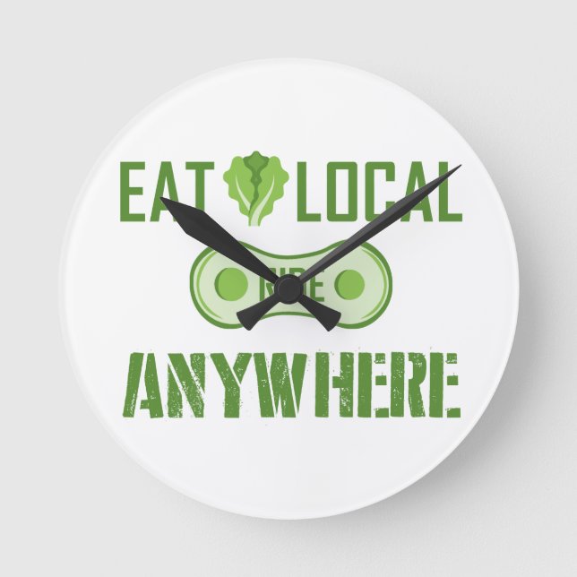 Eat Local, Ride Anywhere Round Clock (Front)