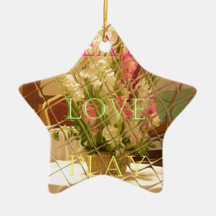 Eat Love Play Flowers for all beautiful seasonal o Ceramic Tree Decoration