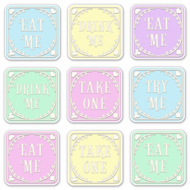 "Eat Me" "Drink Me" Wonderland Tea Party Whimsical (Front)