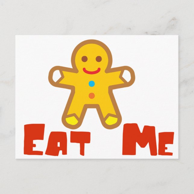 Eat me Gingerbread man Holiday Humour Postcard (Front)