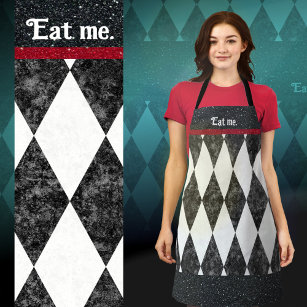 EAT ME silly customisable text Harlequin Argyle Apron