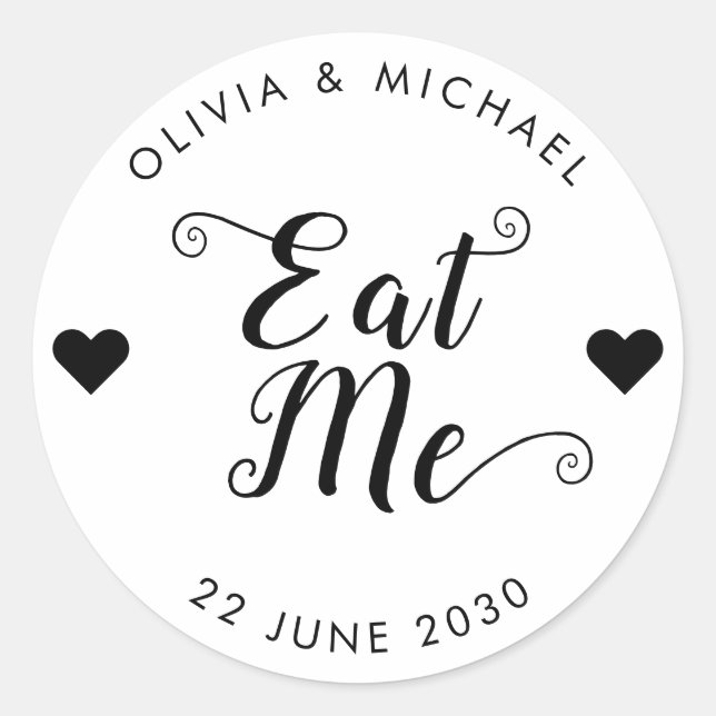 Eat Me Wedding Cake Cupcake Food Favour Classic Round Sticker (Front)