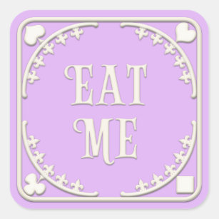 "Eat Me" Wonderland Tea Party Charming Purple Square Sticker