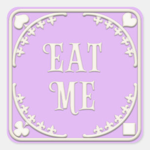 "Eat Me" Wonderland Tea Party Charming Purple Square Sticker