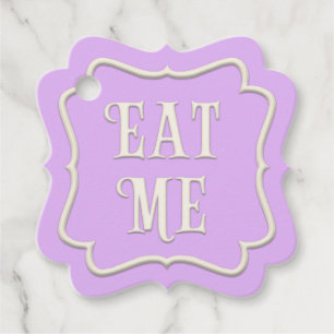 "Eat Me" Wonderland Tea Party Purple Personalised Favour Tags