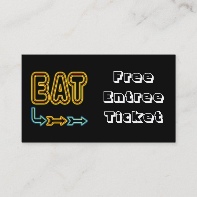 Eat Meal Ticket Custom Business Card Template (Front)