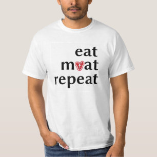 Eat meat repeat anti vegetarian funny tee