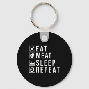 Eat Meat Sleep Repeat Bbq Grill Beef Premium  Key Ring