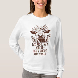 Eat Moo Nap Repeat - Funny Highland Cow T-Shirt