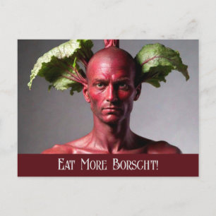 Eat More Borscht: Beet Man Postcard