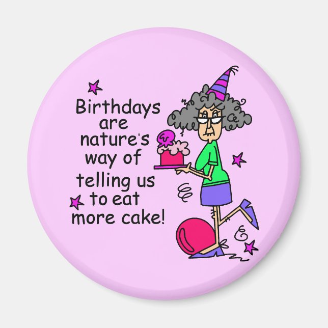 Eat More Cake Birthday Humour Magnet (Front)