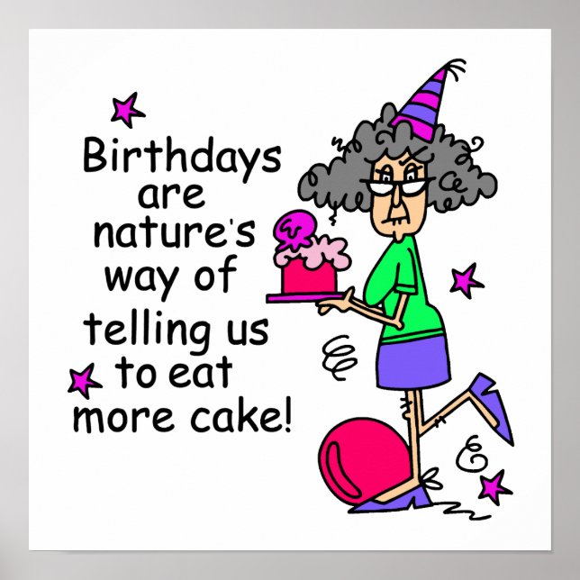 Eat More Cake Birthday Humour Poster (Front)