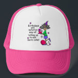 Eat More Cake Birthday Humour Trucker Hat<br><div class="desc">Birthdays are nature's way of telling us to eat more cake! Stella in a birthday hat with a cake on humourous birthday T-shirt,  birthday buttons,  cards,  stickers,  magnets,  keychains,  mugs,  tote bags,  ornaments,  and other funny birthday items.</div>